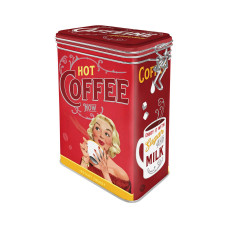 Залізна банка з затискачем Nostalgic Art Hot Coffee Now